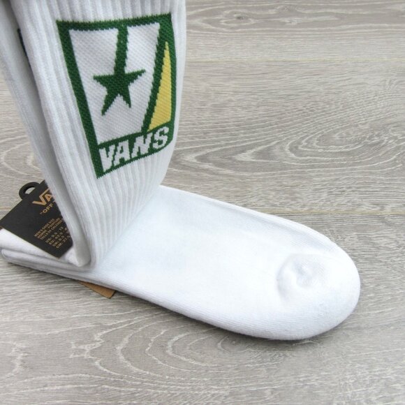 Vans Unisex Retro White Green Striped Crew Socks Size 9.5 -13 (1 Pair) NEW - Picture 6 of 10
